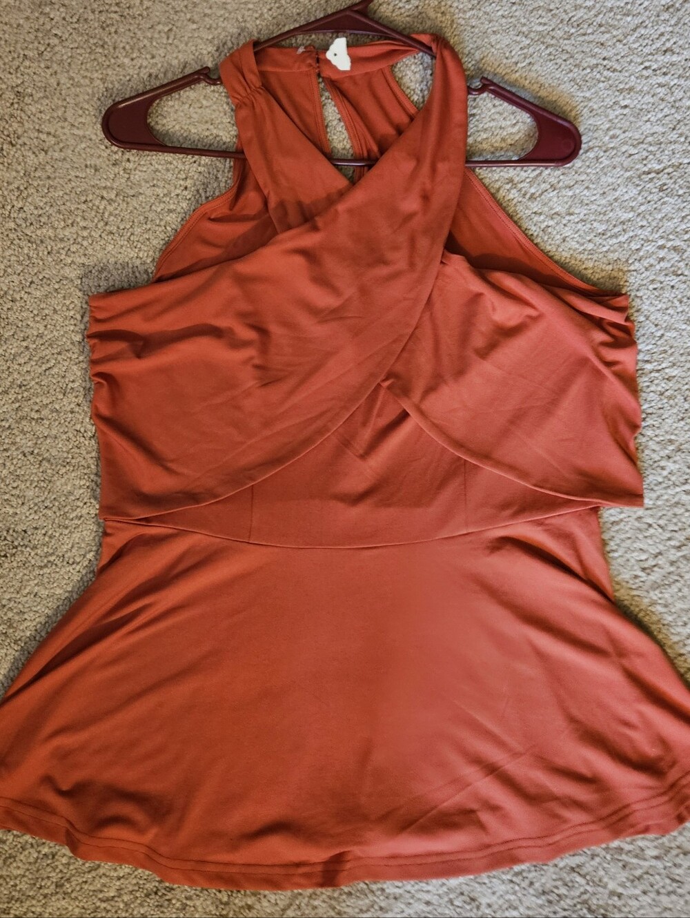 Grace Karin Rust Orange Halter Wrap Peplum Top; Size Large; Y2K Style; Feminine; - Picture 2 of 13